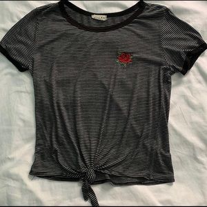 Black & White Striped Embroidered Shirt